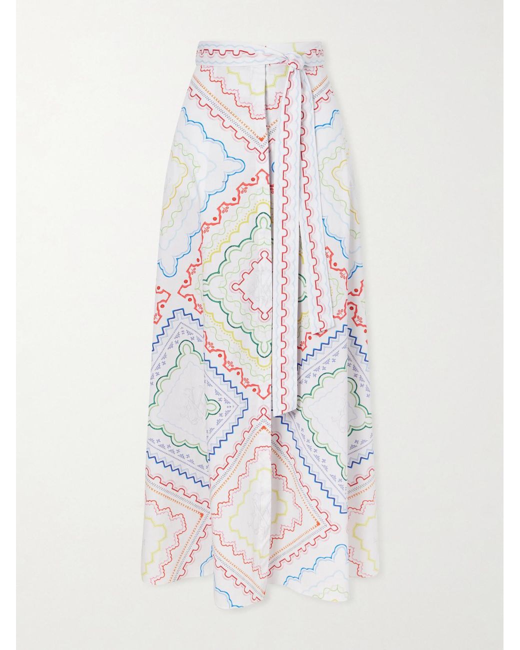 Mary Katrantzou White Printed Cotton-Blend Midi Coverup
