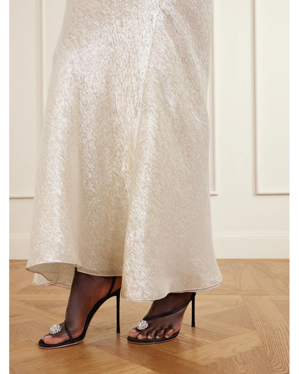 Tom Ford White Crystal-Embellished Leather-Trimmed Satin Sandals