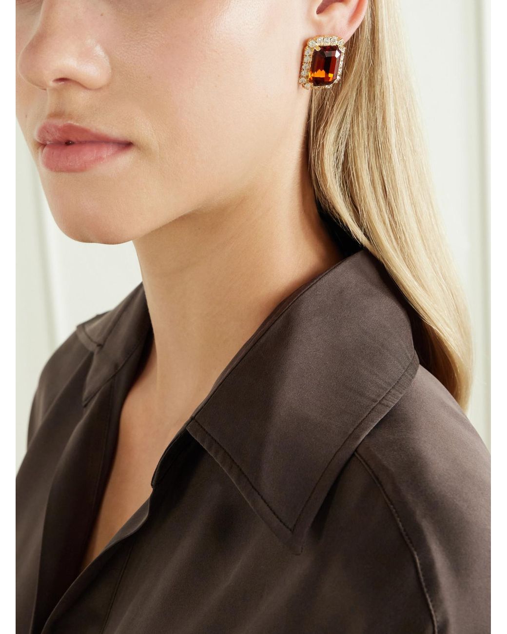 Jennifer Behr Red Diana-Plated Topaz And Crystal Earrings