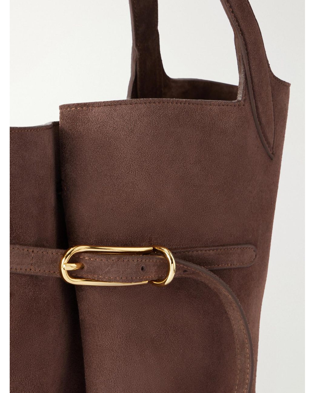 Liffner Brown Belted Suede Tote