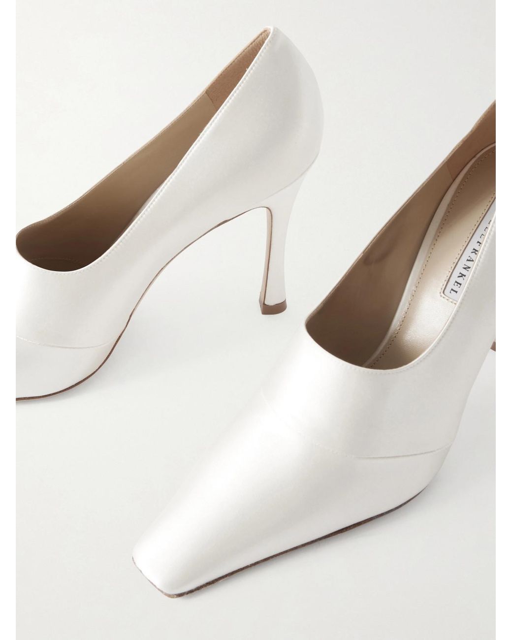 Danielle Frankel White Ida Satin Pumps