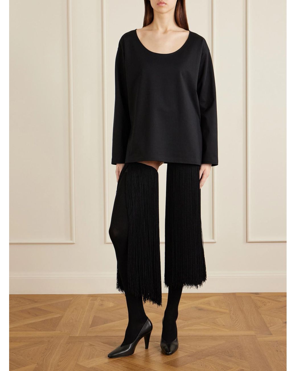 Alaïa Black Cotton-Jersey T-Shirt