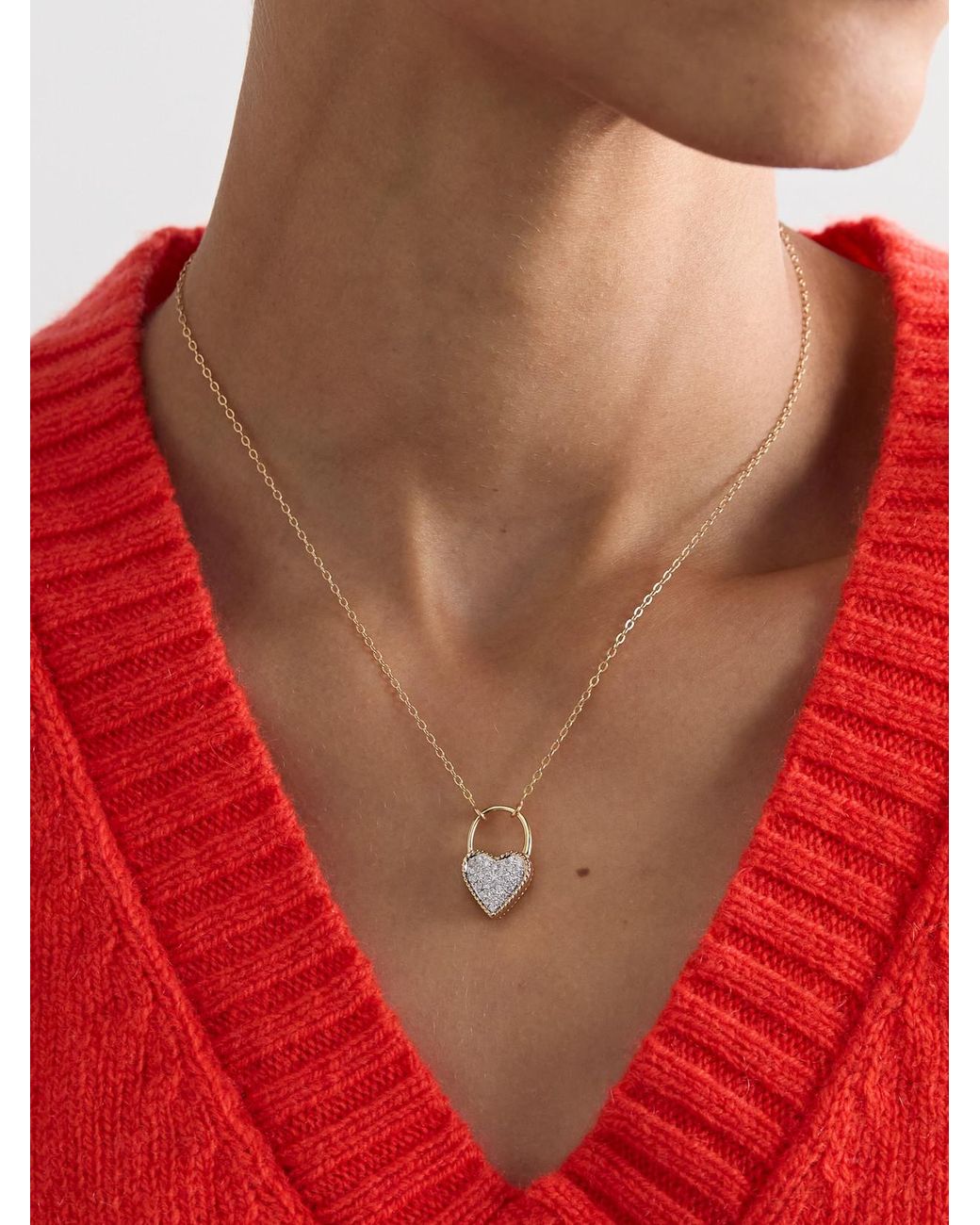 Yvonne Léon Natural Cadenas Coeur 9 And 18-Karat Diamond Necklace