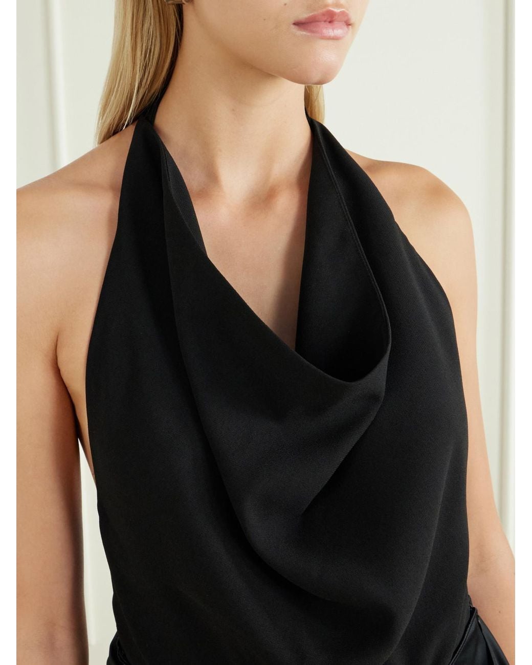 Ilkyaz Ozel Black Assisi Draped Crepe Top