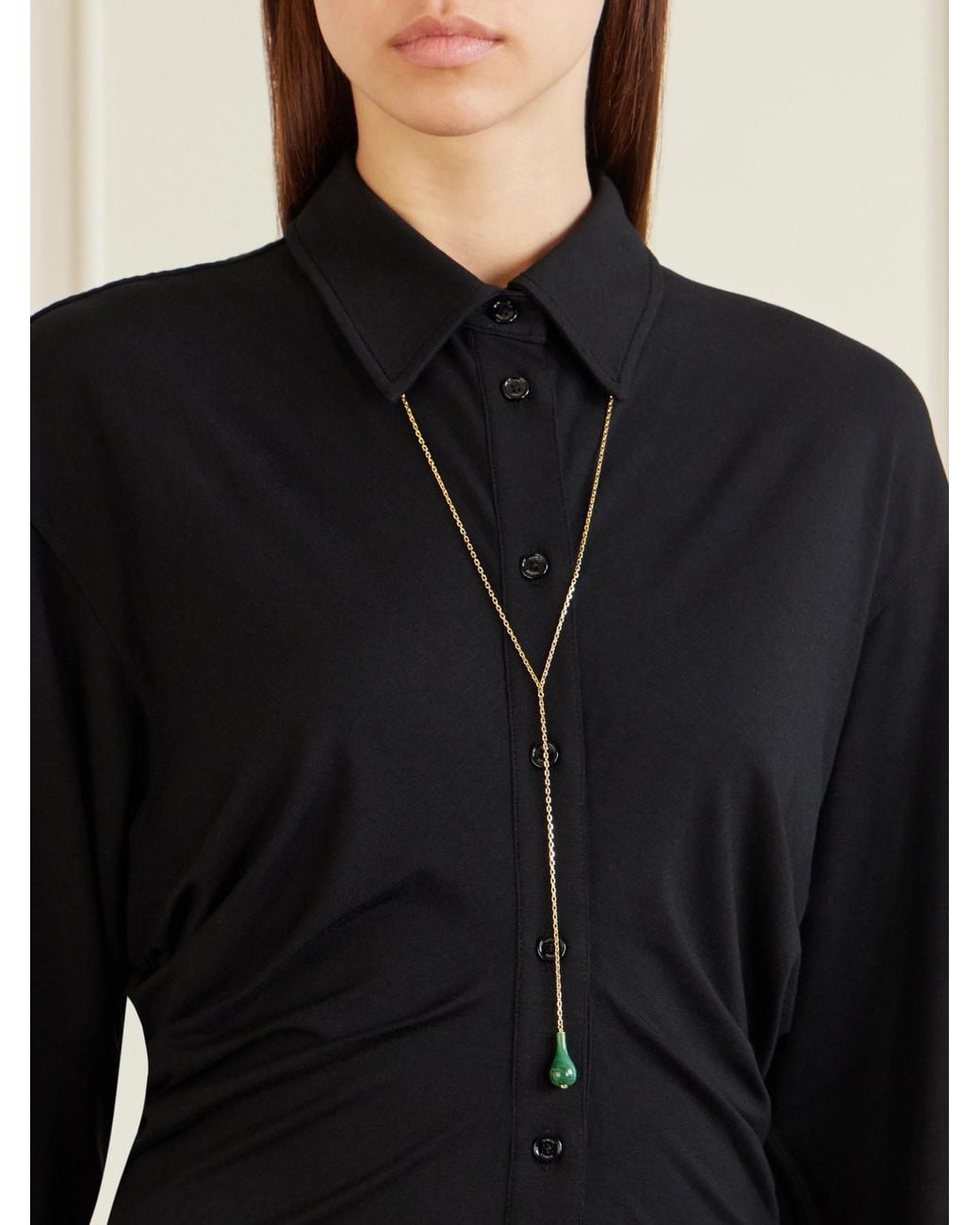 Totême  White Plated, Jade And Swarovski Crystal Necklace