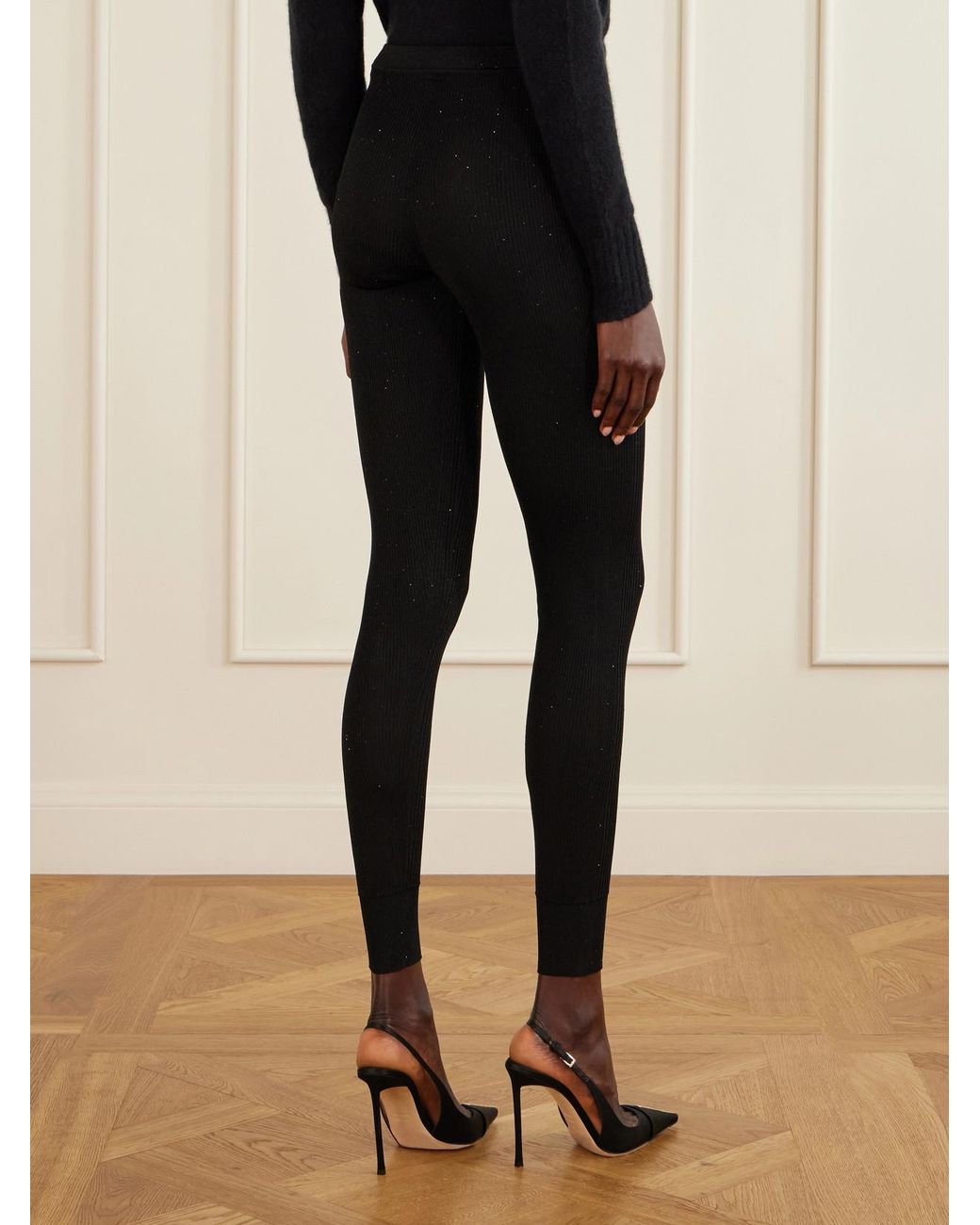 Tom Ford Black Ribbed Lurex Leggings
