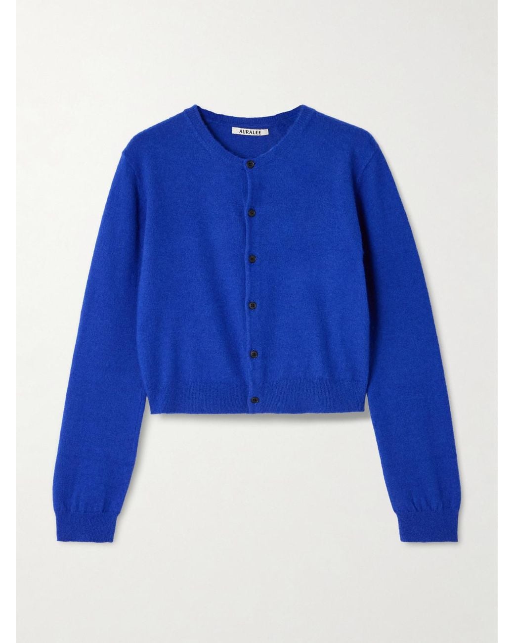 AURALEE Brushed Cashmere And Cotton-Blend Cardigan in Blue | Lyst