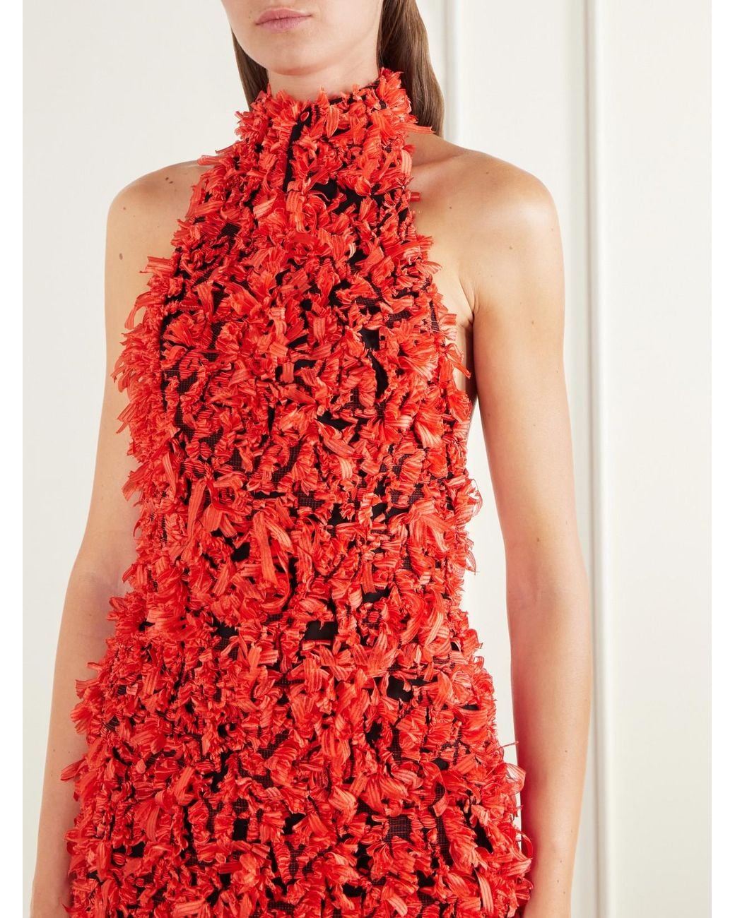 TOVE Red Grettel Open-Back Fil-Coupé Halterneck Midi Dress