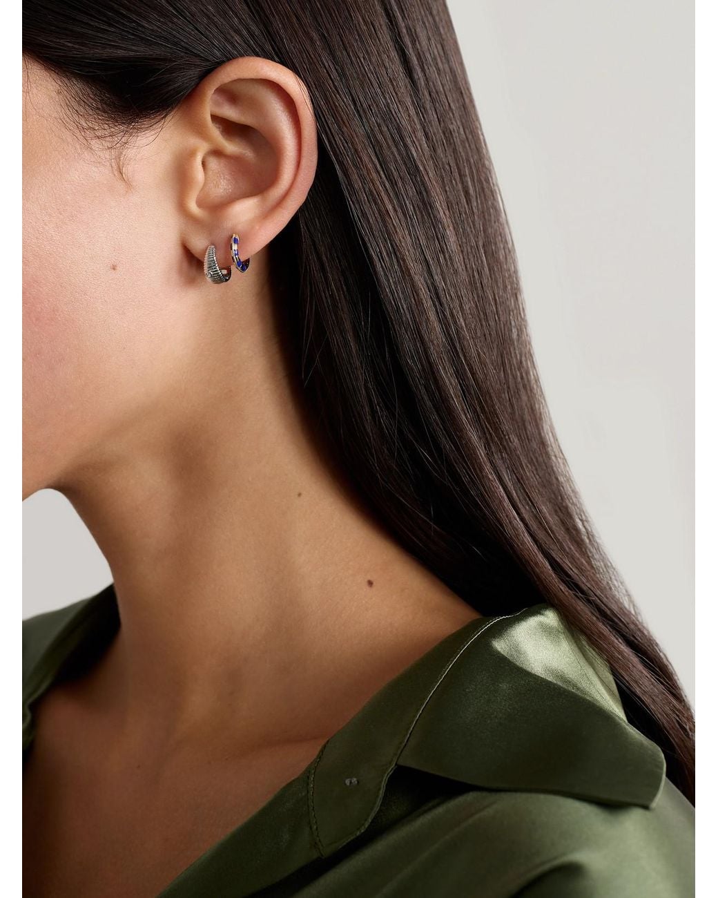 Yvonne Léon Natural 9-Karat Diamond Hoop Earrings