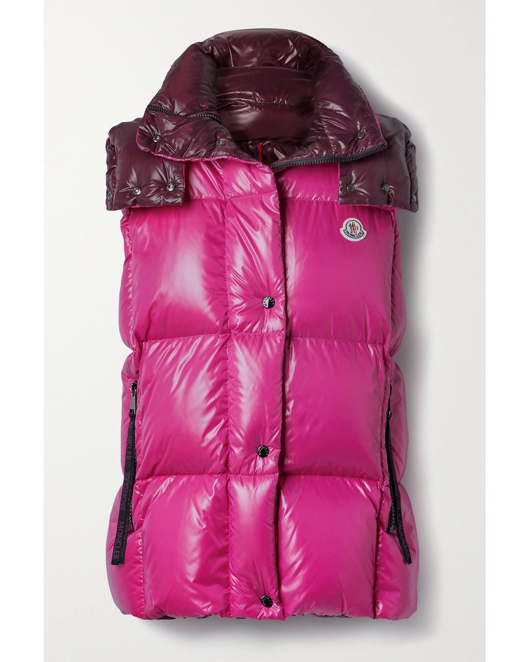 Moncler Luzule Two-tone Hooded Quilted Shell Down Vest in Pink | Lyst