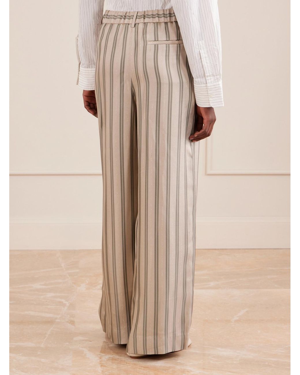 Twp White Hudson St Striped Wide-Leg Pants