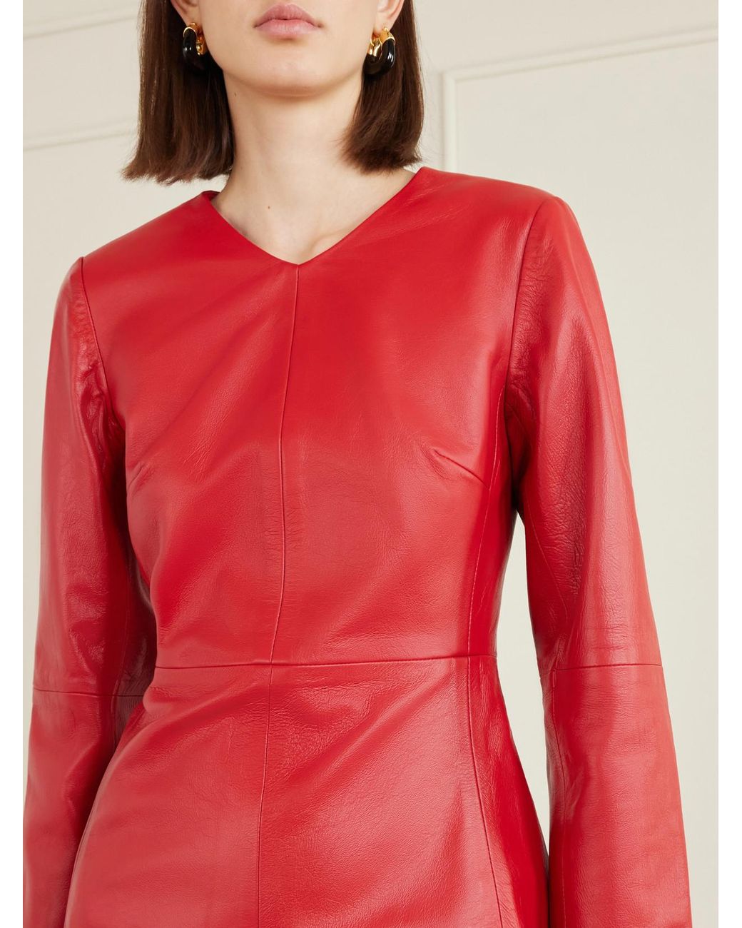 RÙADH Red The Adris Leather Maxi Dress