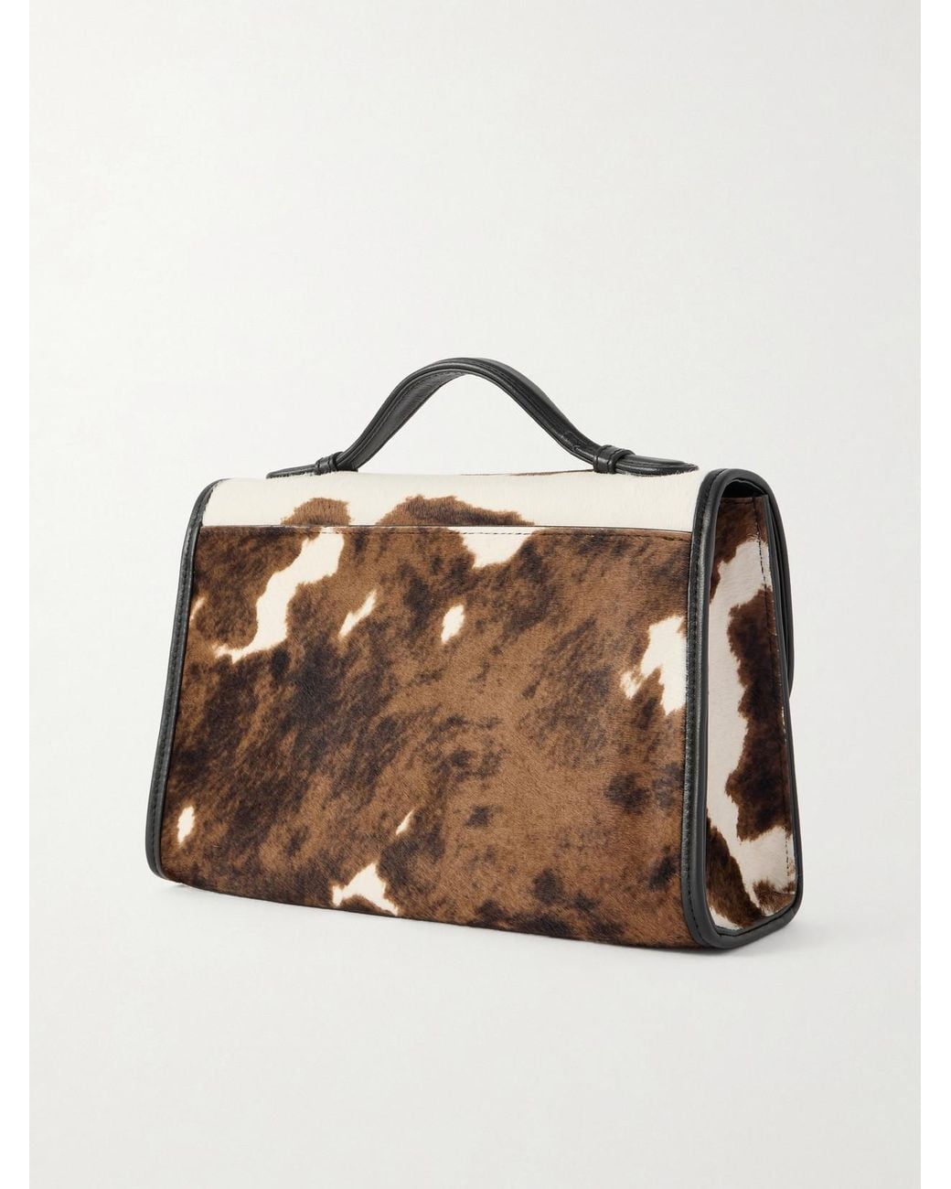 Gabriela Hearst Brown Leonora Medium Cow-Print Calf Hair Top-Handle Bag