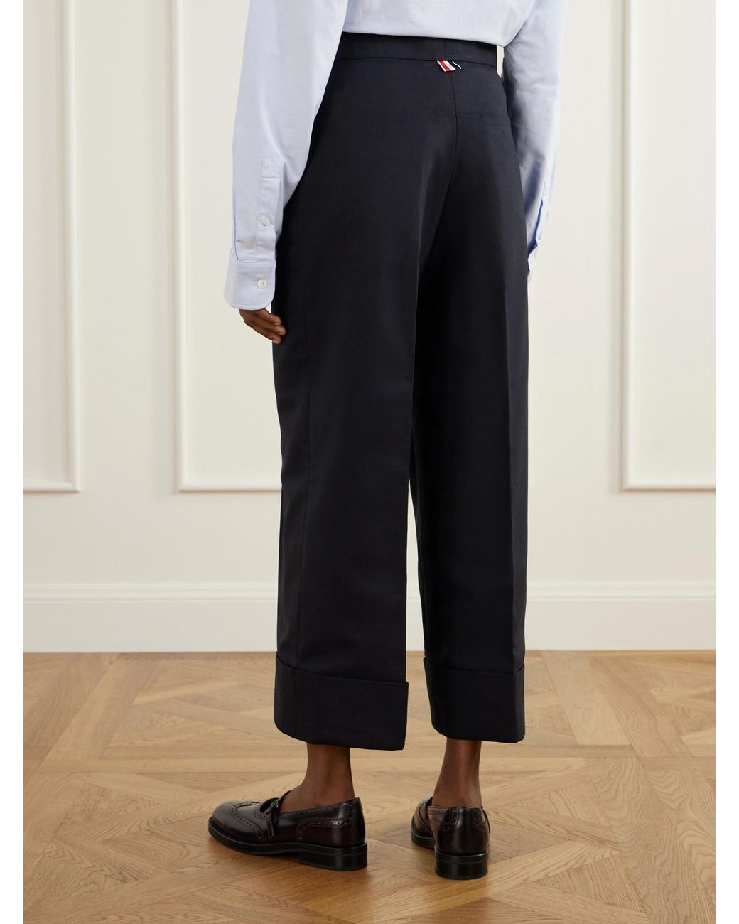 Thom Browne Blue Virgin Wool-Twill Straight-Leg Cropped Pants
