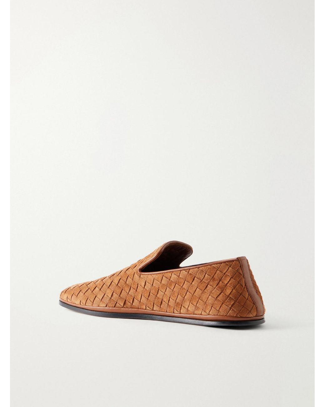 Bottega Veneta Brown Palazzo Intrecciato Suede Loafers
