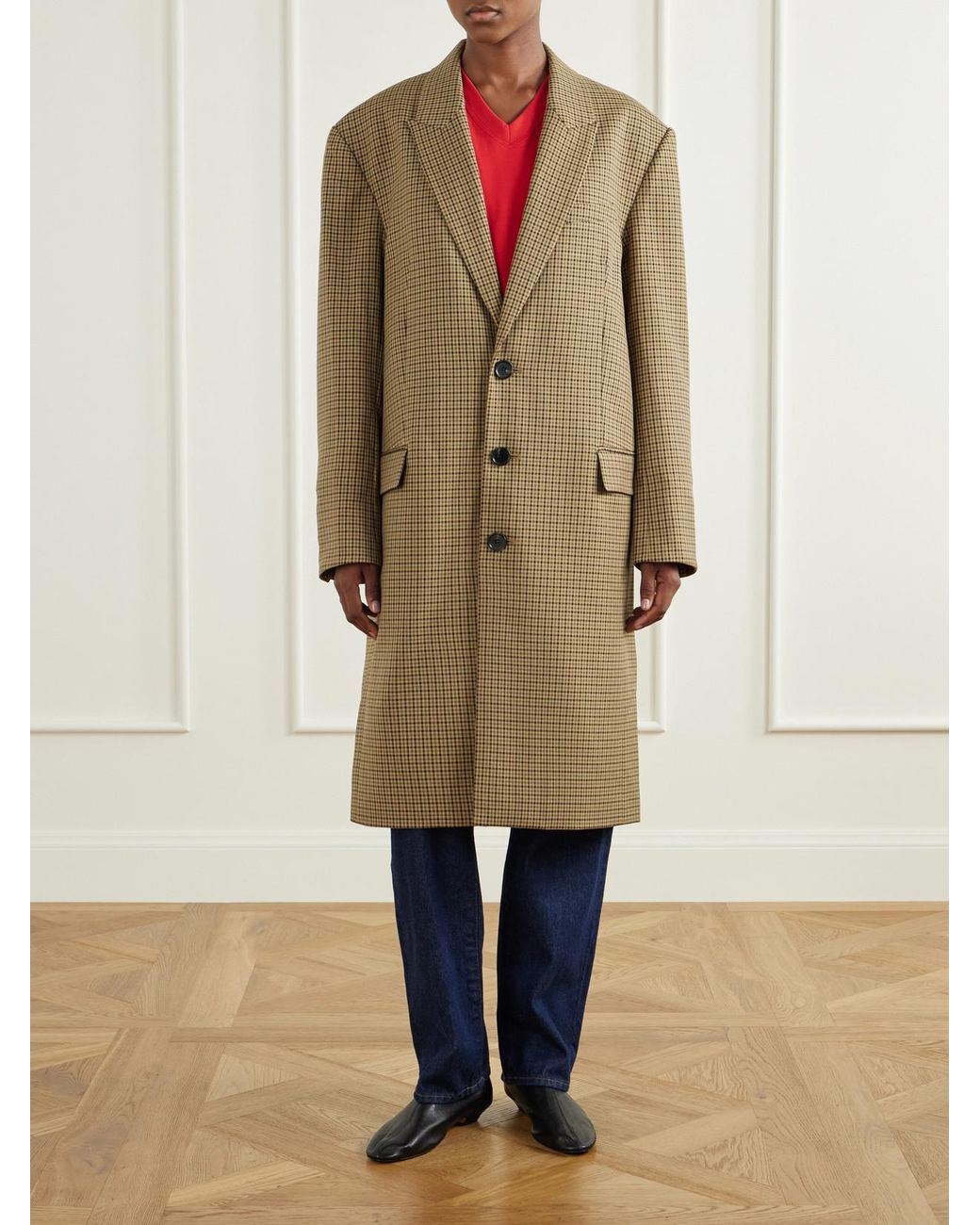 Tibi Natural Checked Twill Coat