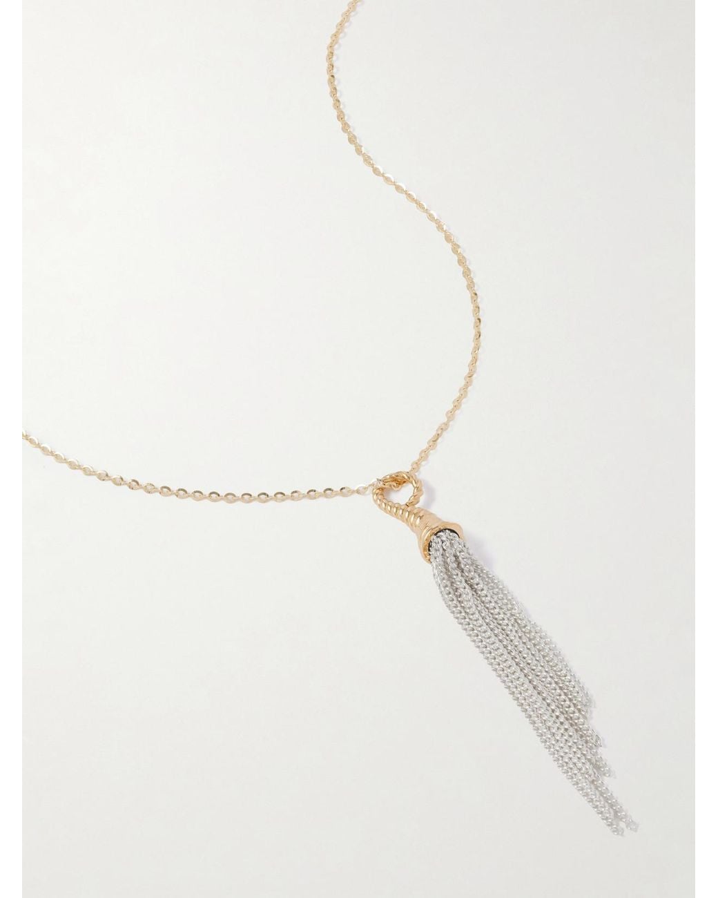 Loren Stewart White Tassel Fringed Sterling And 14-Karat Necklace