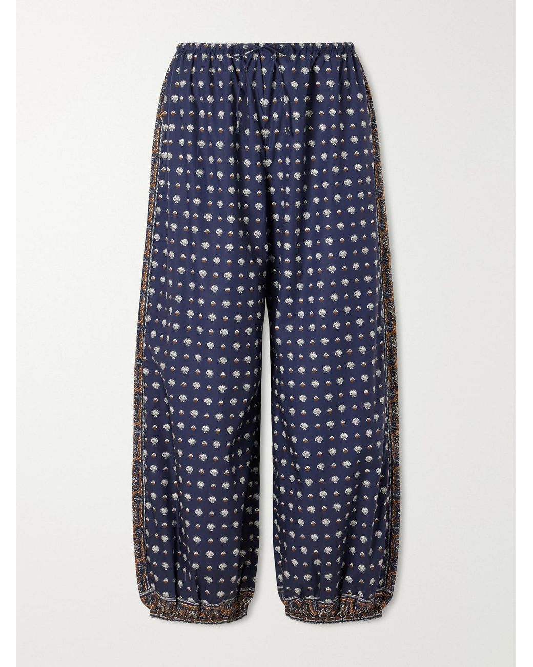 Doen Blue Yarrow Printed Cotton Balloon Pants