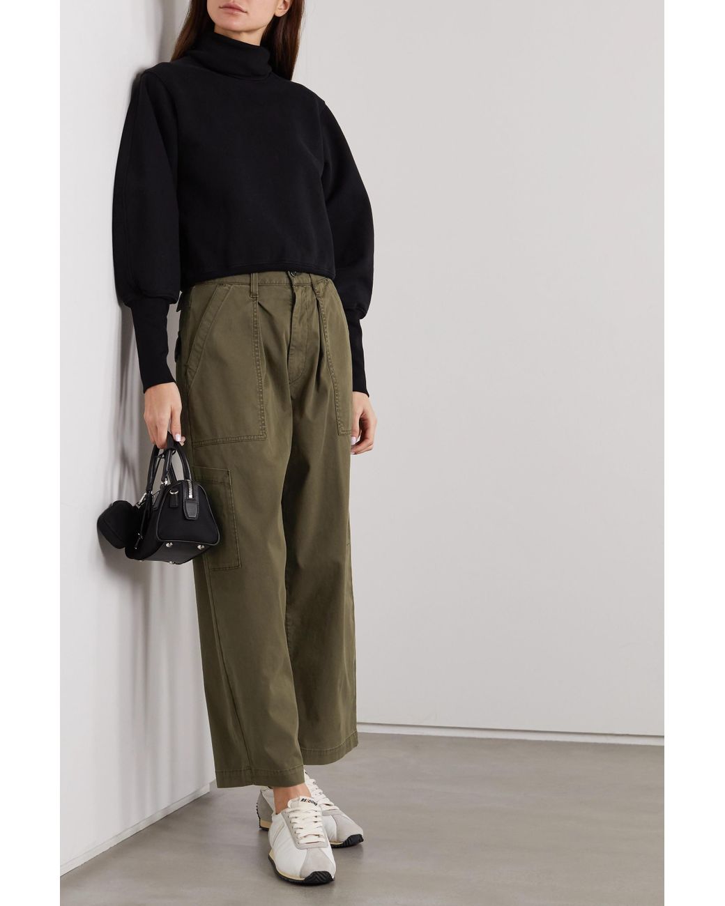 Agolde Mari Cotton twill Tapered Pants in Green Lyst