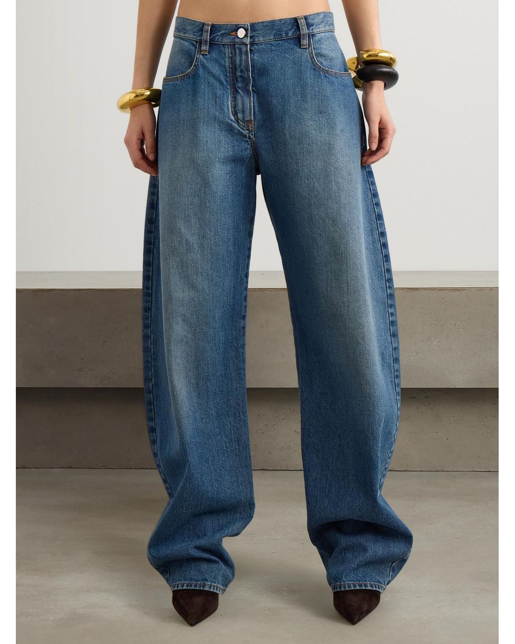 Alaïa Blue Low-Rise Barrel-Leg Jeans