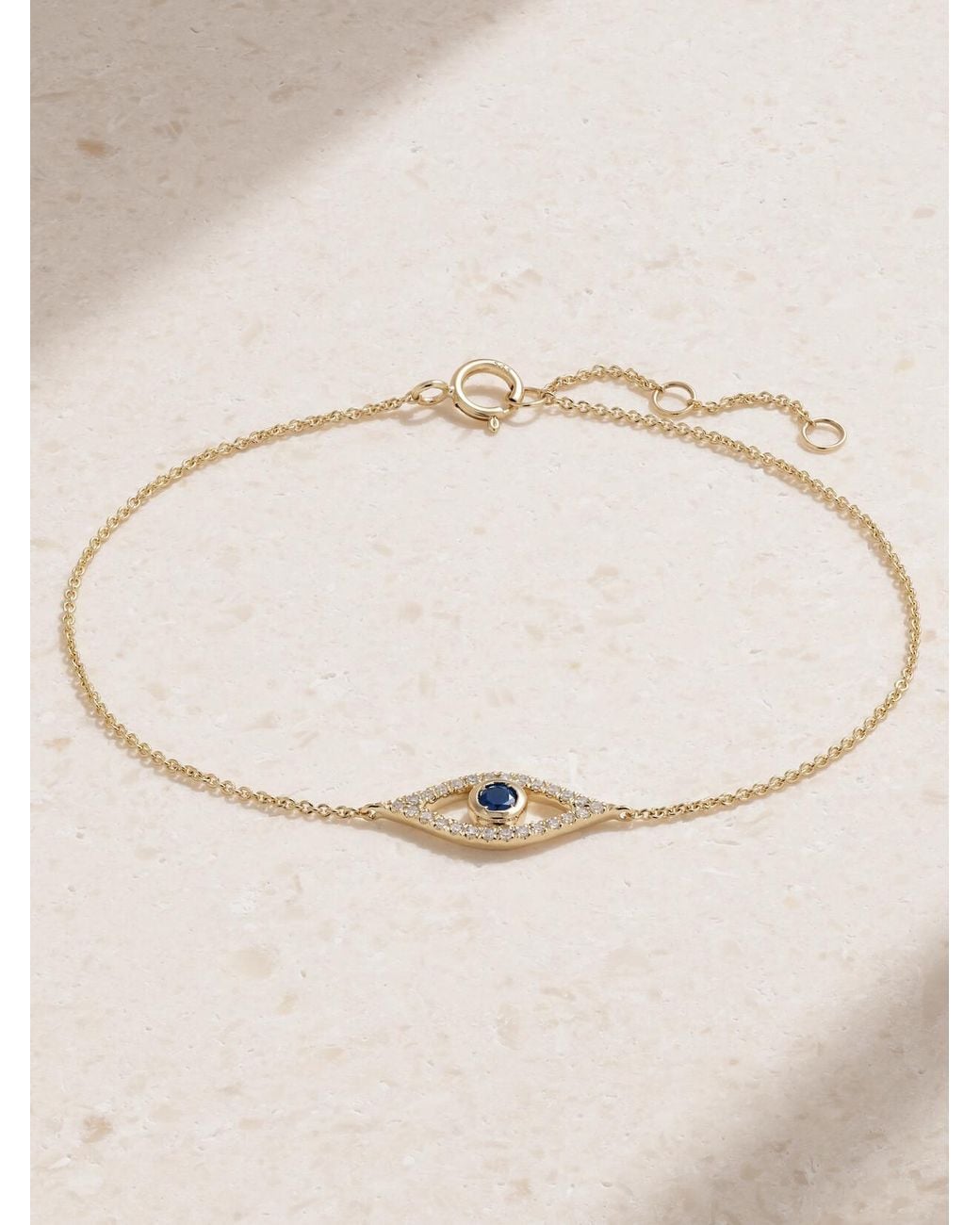STONE AND STRAND Natural Evil Eye 14-Karat, Diamond And Sapphire Bracelet