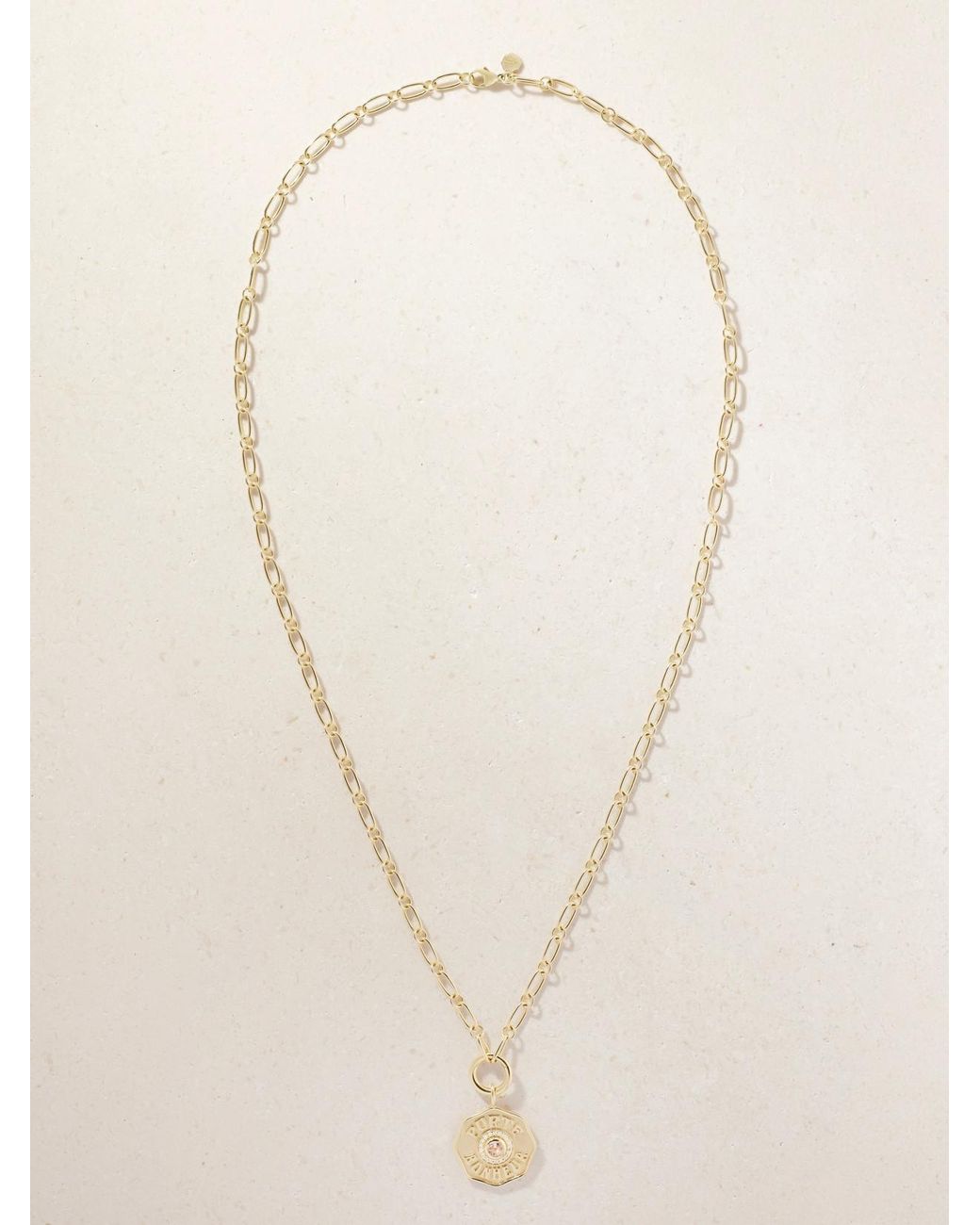 Marlo Laz Natural Porte Bonheur 14-Karat, Morganite And Diamond Necklace