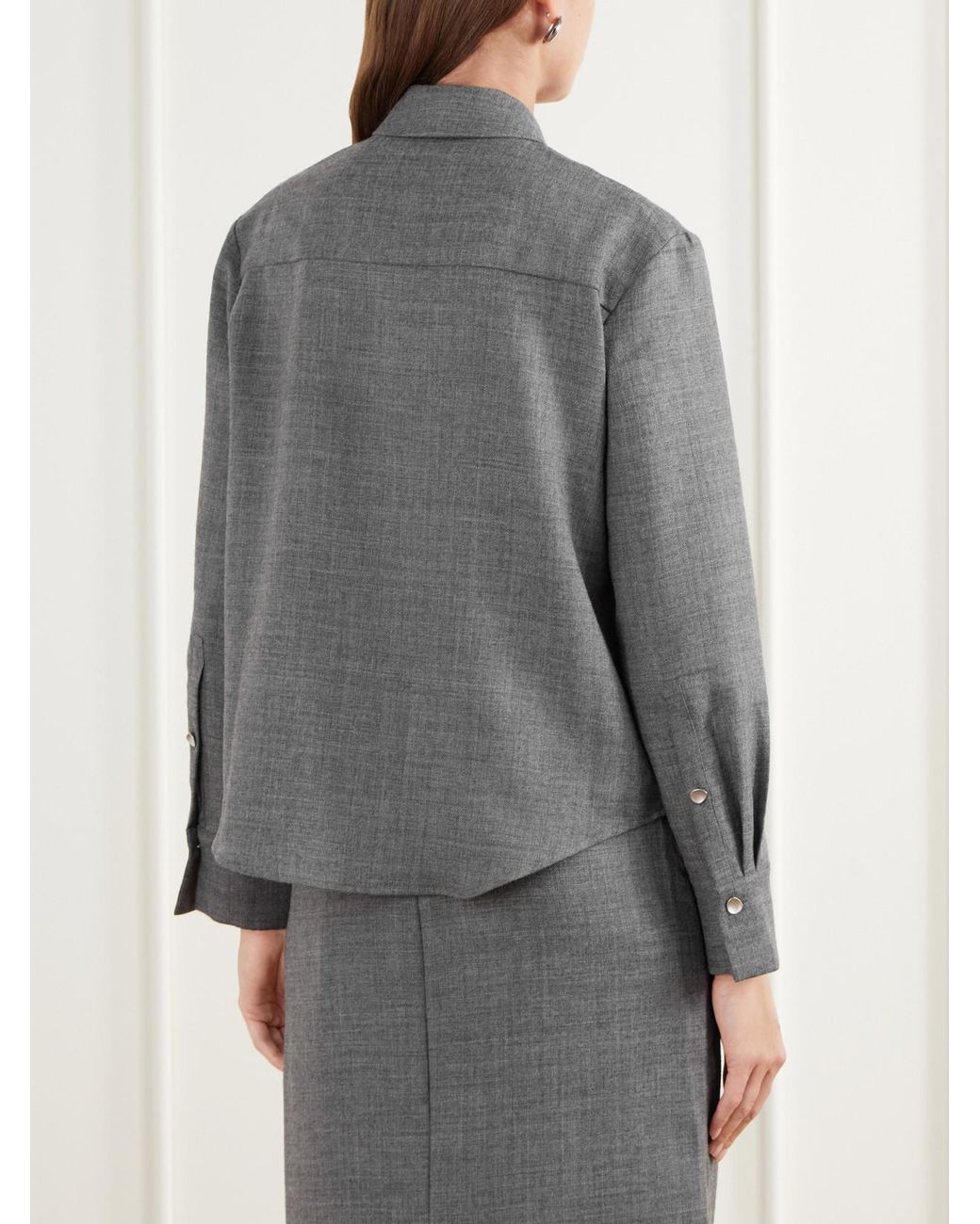 TOVE Gray Efa Wool-Fresco Shirt