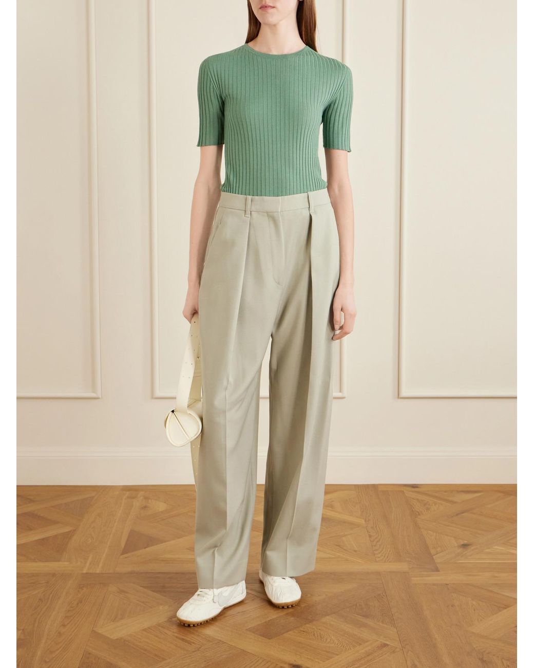 Kallmeyer Green Ribbed-Knit Merino Wool T-Shirt