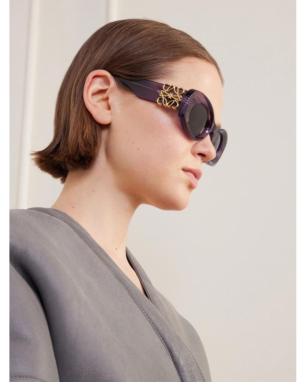 Loewe Purple Oval-Frame Acetate Sunglasses