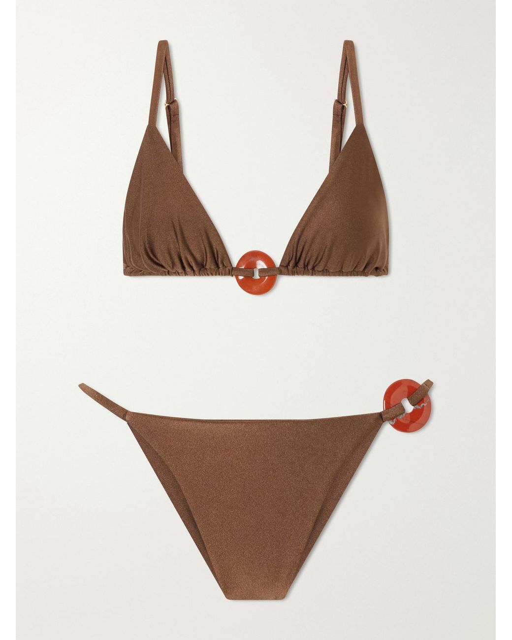 SARA CRISTINA Brown Embelished Bikini