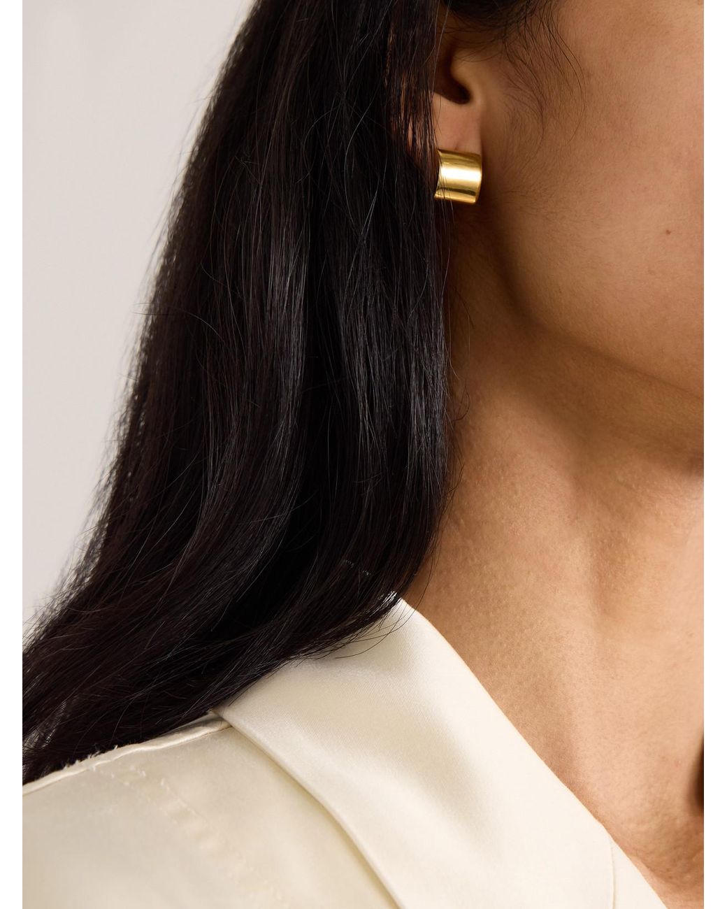 Totême  Metallic Petite Signature Recycled-Plated Hoop Earrings