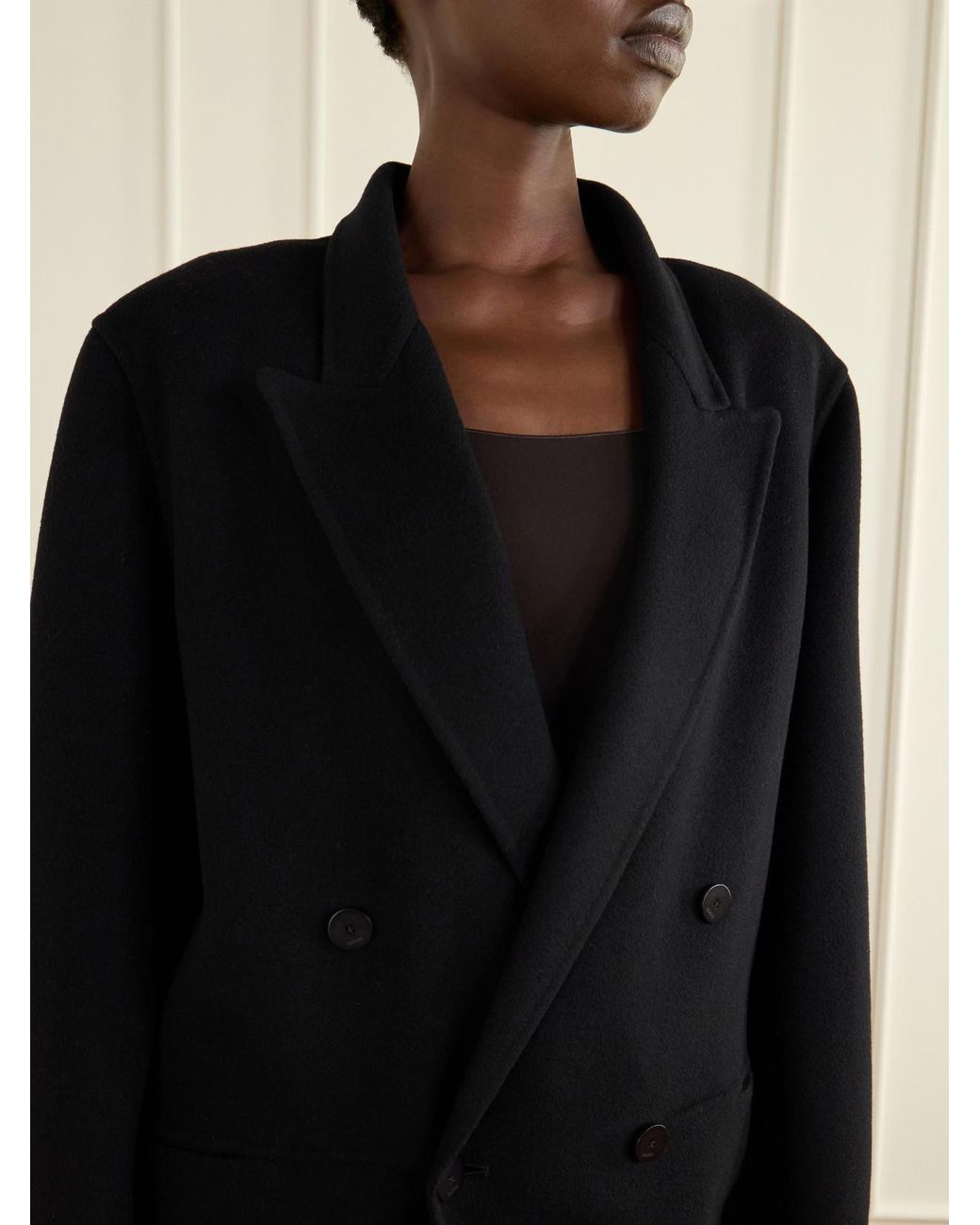 Gucci Black Double-Breasted Wool-Blend Coat
