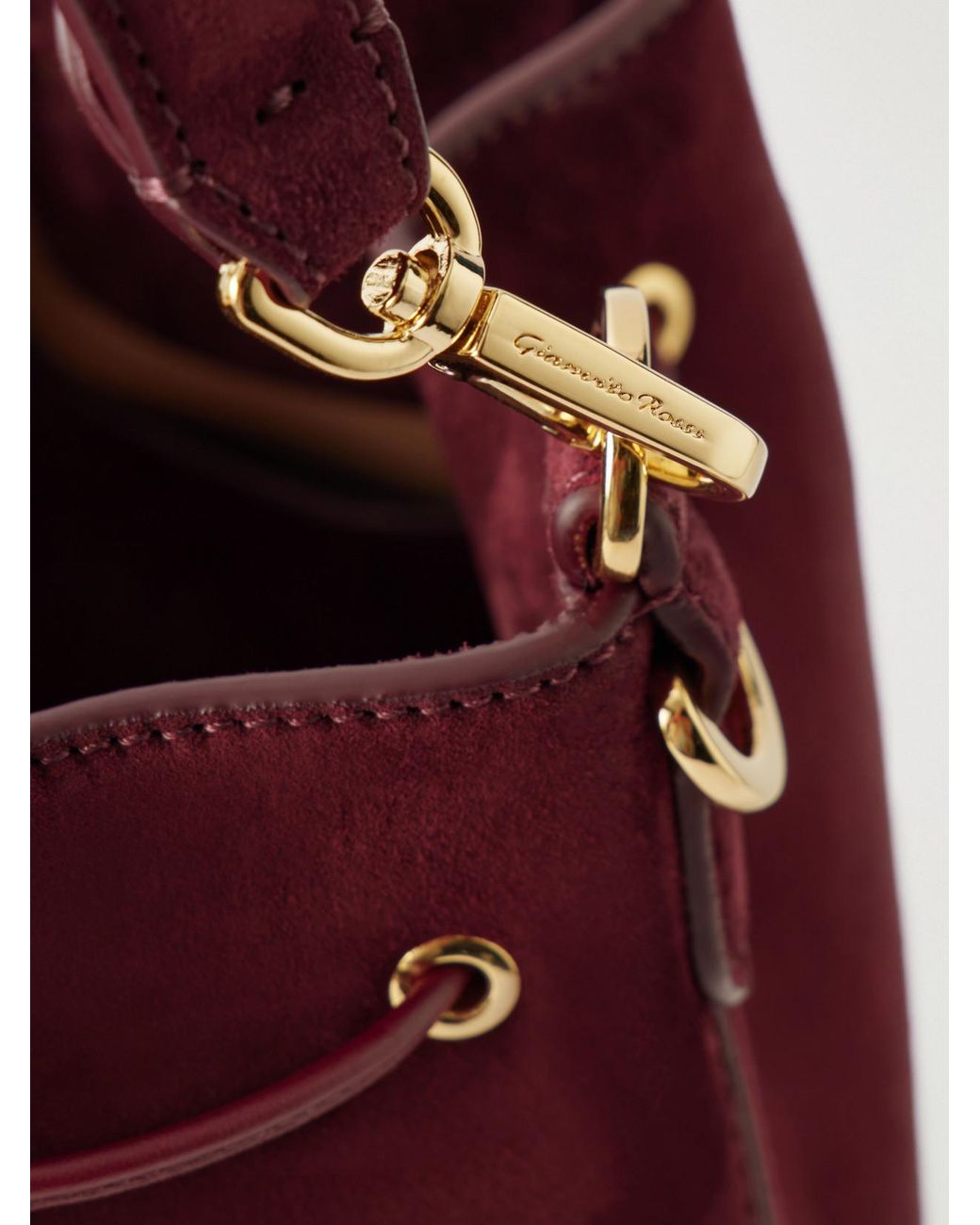 Gianvito Rossi Red Sienna Tasseled Suede Drawstring Bucket Bag