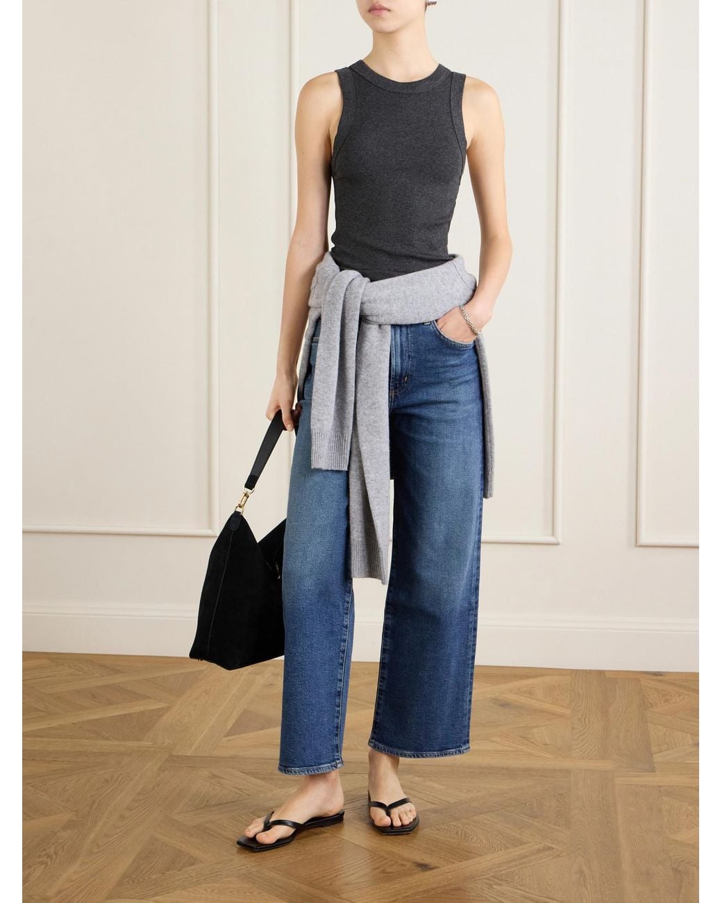 Agolde Blue Harper Crop Recycled Mid-Rise Straight-Leg Jeans