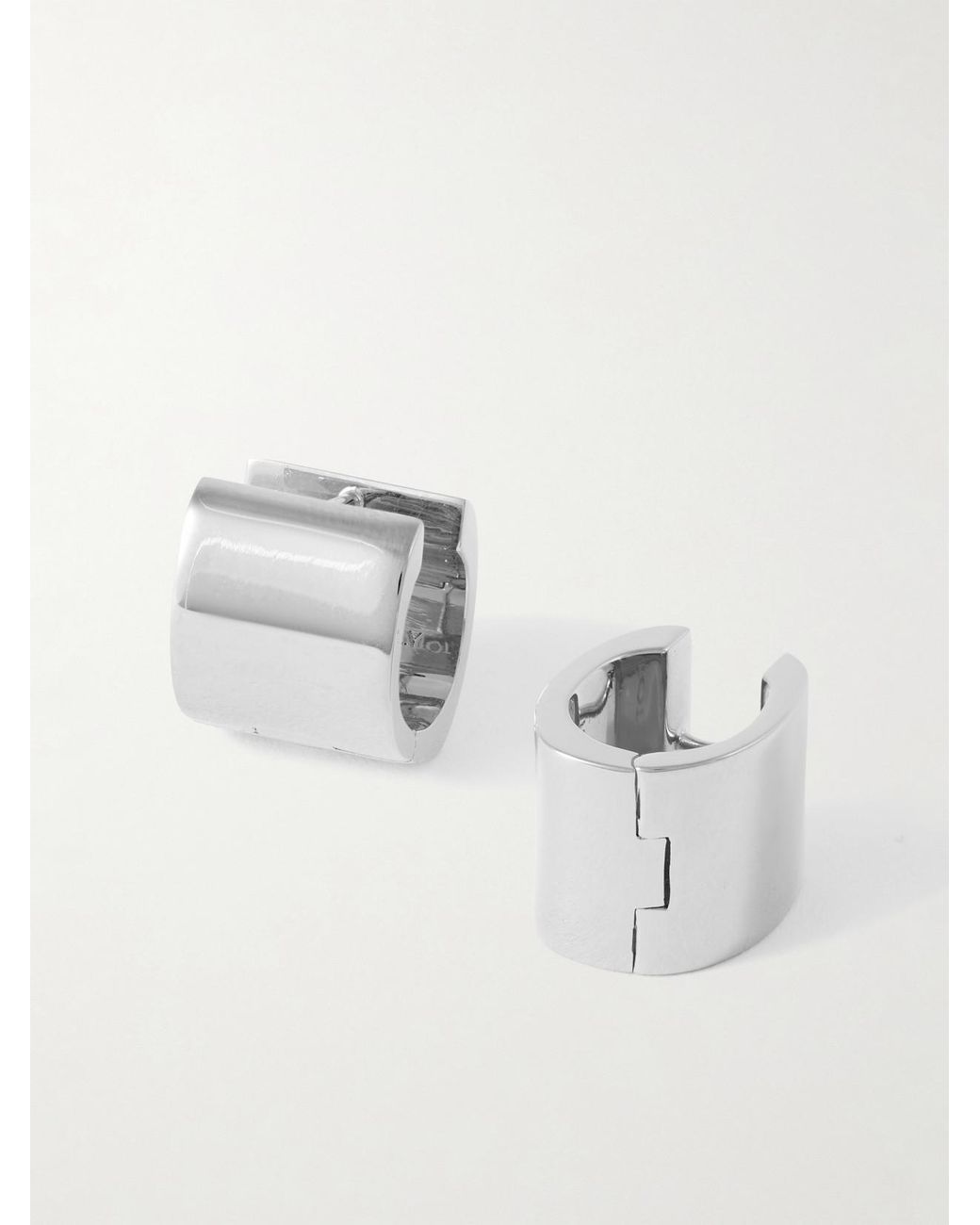 Totême Metallic Petite Signature Recycled Rhodium-Plated Hoop Earrings