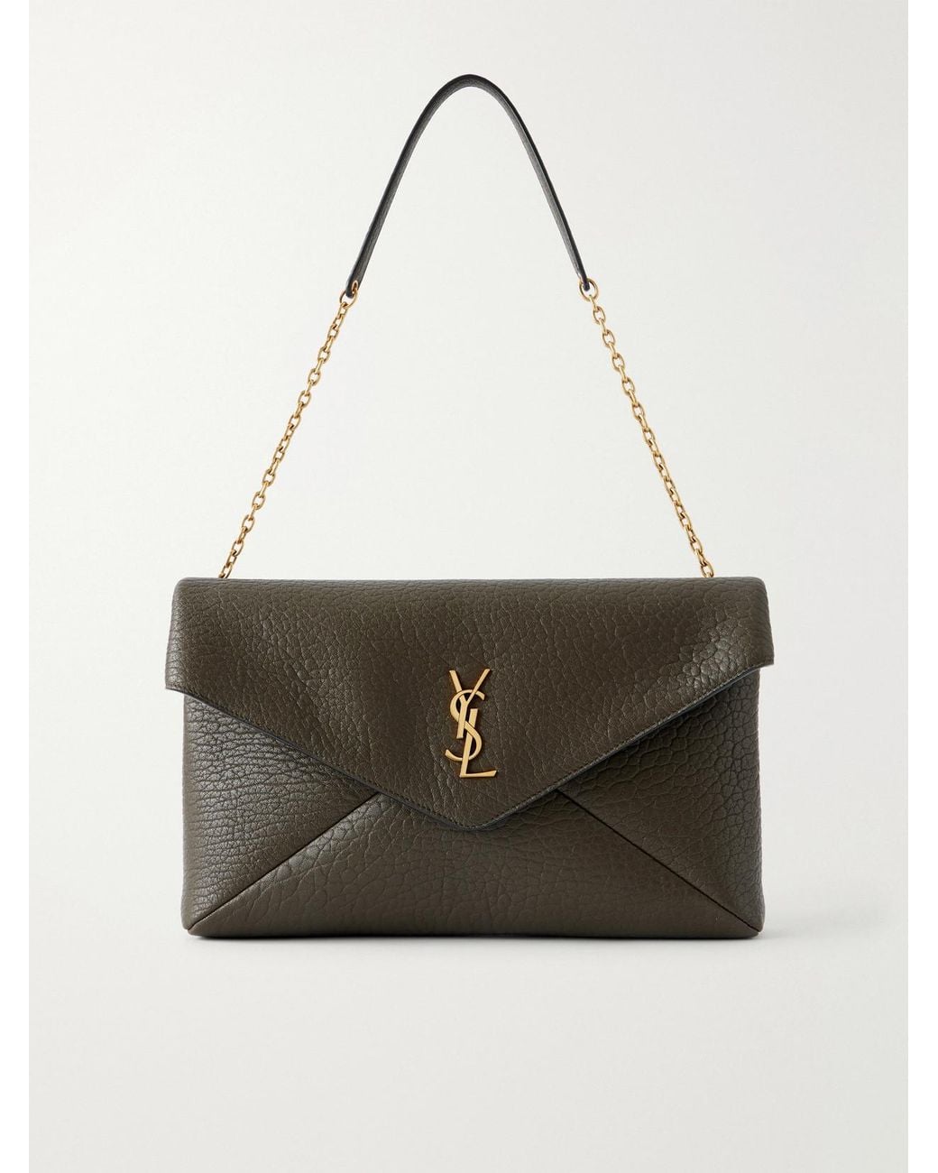 Saint Laurent Natural Cassandre Textured-Leather Shoulder Bag
