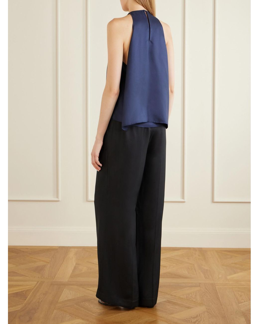 Loulou de Saison Blue Cape Silk-Twill Blouse