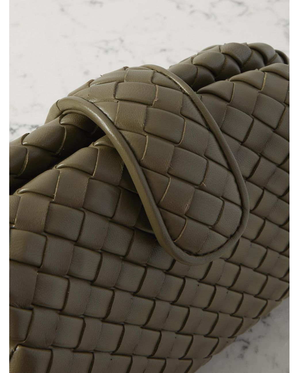 Bottega Veneta Green Lauren 1980 Small Intrecciato Leather Clutch