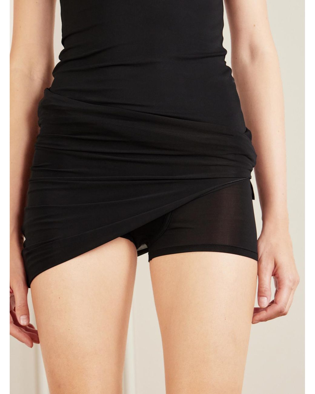 Gucci Black Asymmetric Gathered Jersey Shorts