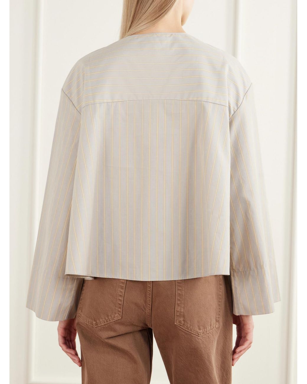 Kallmeyer Natural Marguerite Striped Cotton-Poplin Blouse