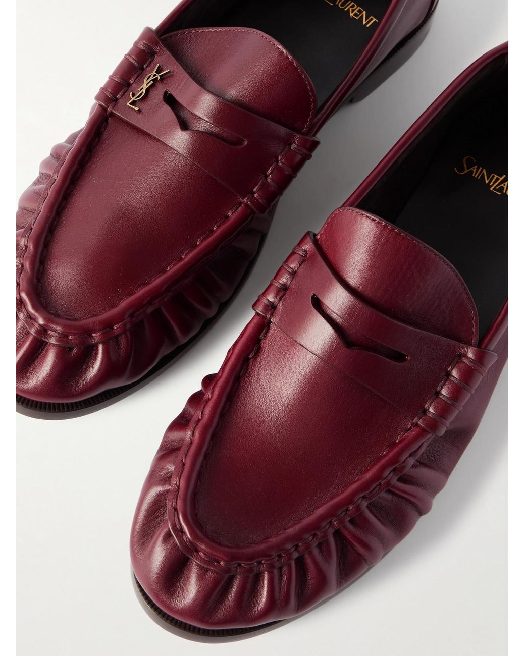 Saint Laurent Brown Le Loafer Cassandre-Embellished Leather Loafers