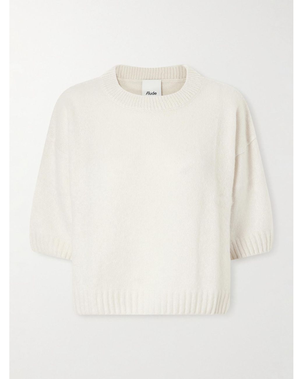 Allude White Cashmere And Silk-Blend Sweater