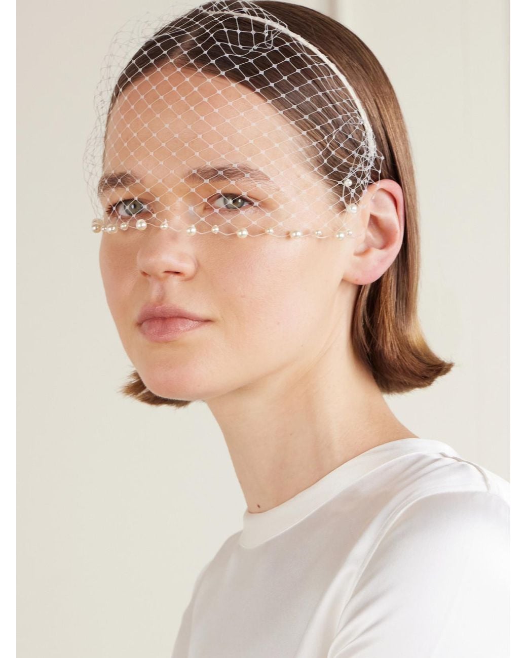 Jennifer Behr White Perline Voilette Headpiece