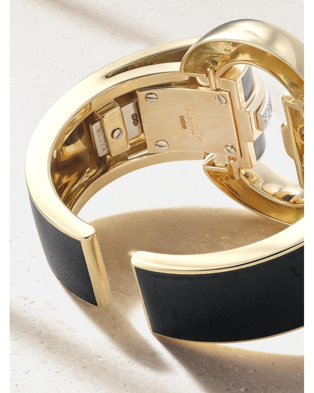 David Webb Metallic Strap 18-Karat, Platinum, Diamond And Enamel Cuff