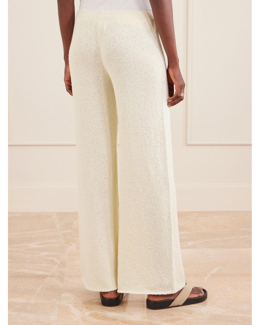Suzie Kondi White Calla Cotton-Bouclé Flared Pants