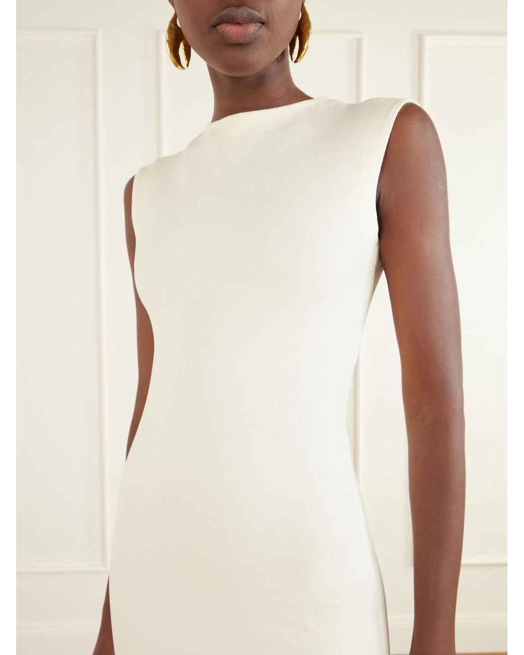 Jacquemus White La Robe Alba Crepe Midi Dress
