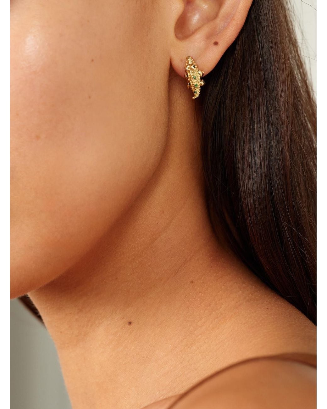 Yvonne Léon Metallic 9-Karat, Tsavorite And Diamond Earring