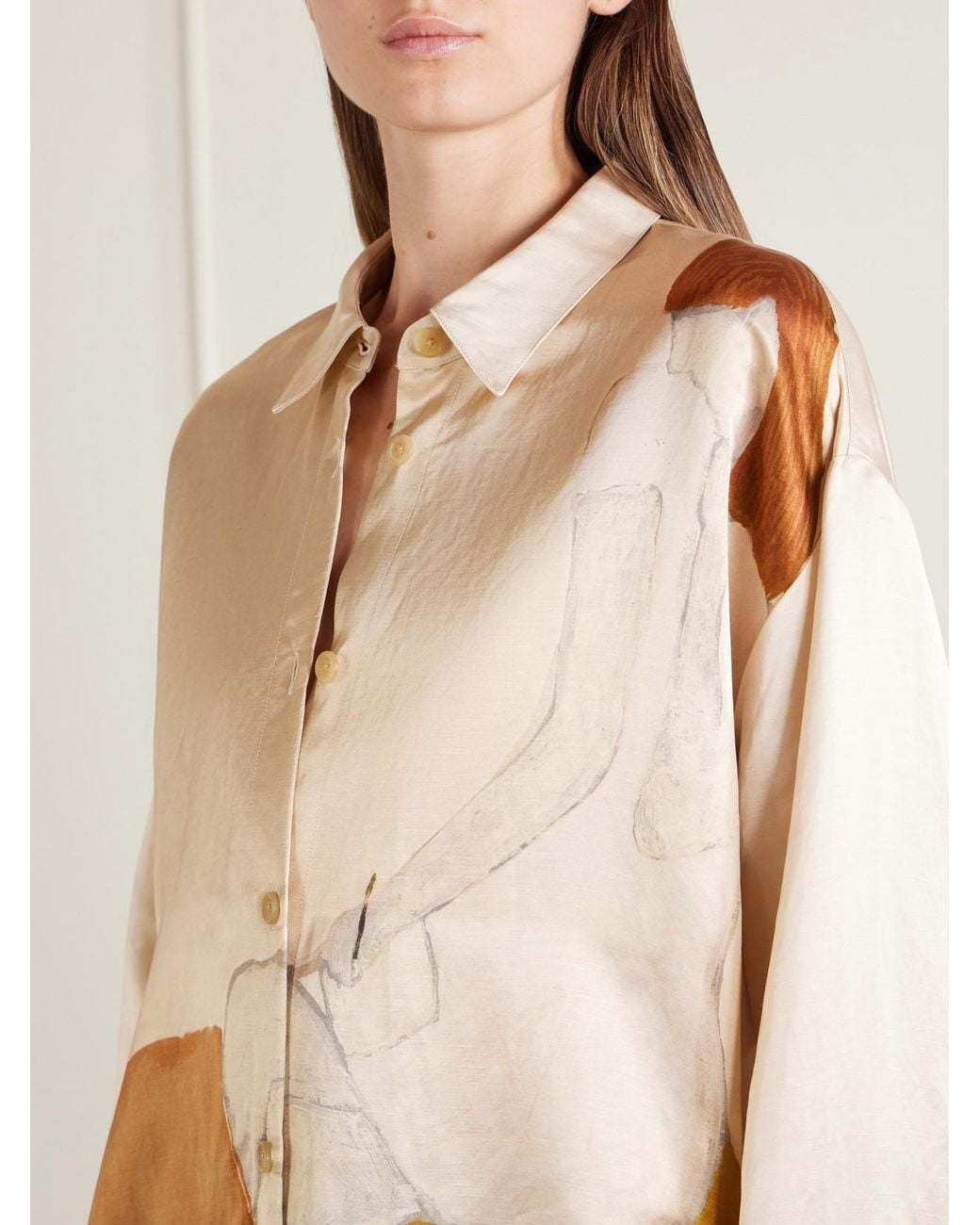 Khaite Natural Goya Printed Satin Shirt