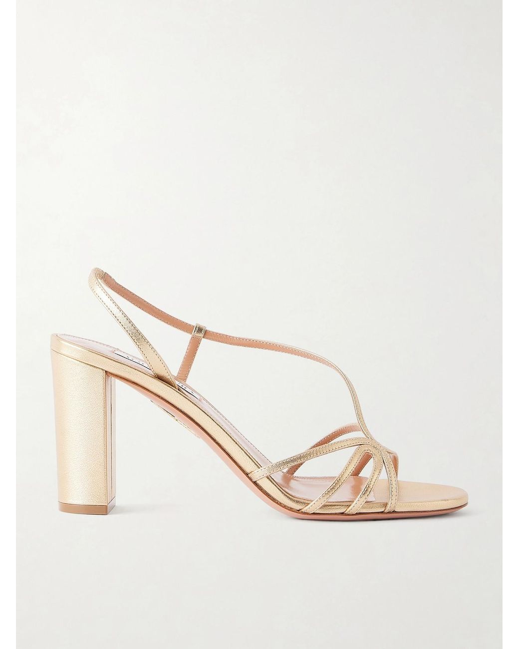 Aquazzura Natural Talk To Me 85 Metallic Leather Sandals