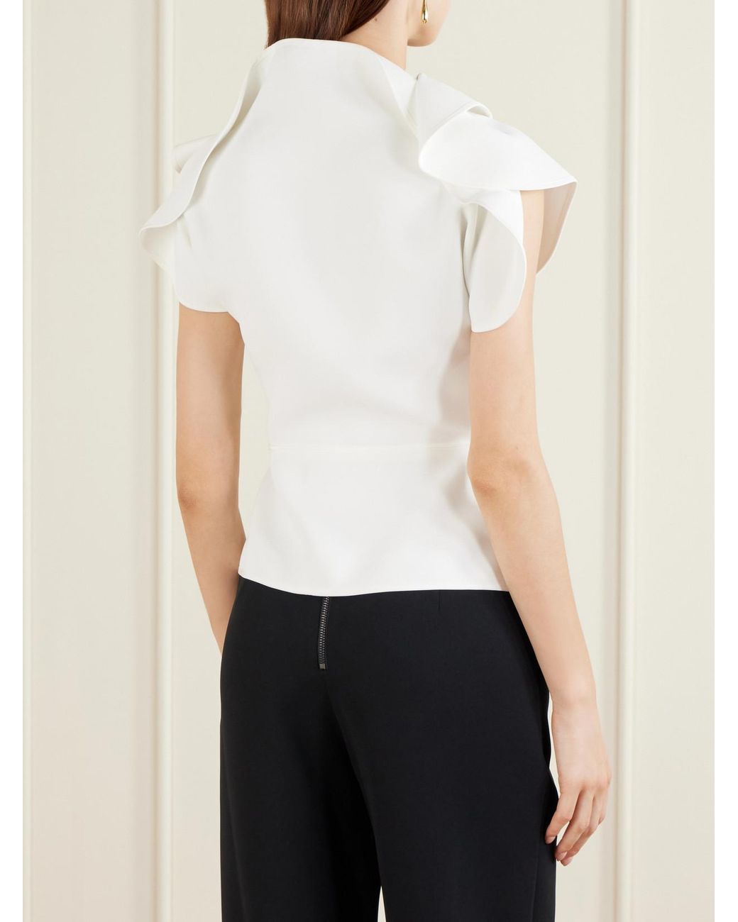 Maticevski White Whirl Asymmetric Layered Crepe Top